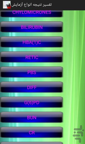 چگونه نتیجه آزمایش های خودرا بفهمیم - عکس برنامه موبایلی اندروید