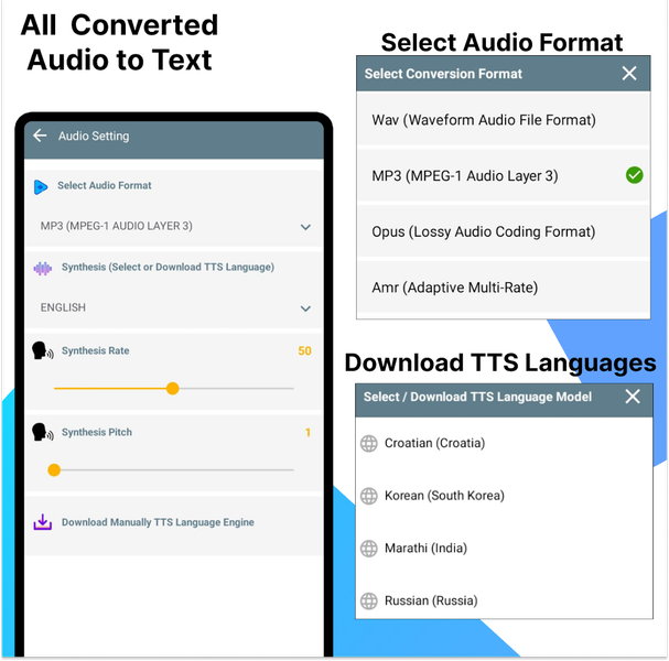 Audio to Text Converter - عکس برنامه موبایلی اندروید