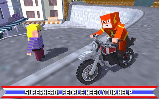 Blocky Superhero Moto Bike Sim - Gameplay image of android game