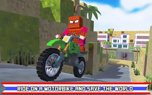 Blocky Superhero Moto Bike Sim - Gameplay image of android game