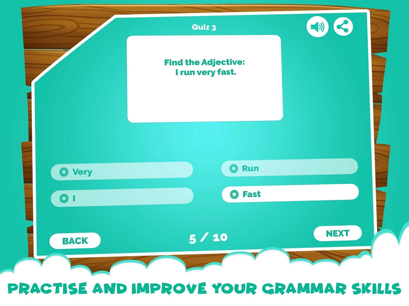 learning adjectives quiz games - Gameplay image of android game