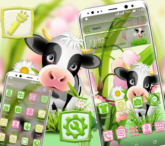 Cartoon Cow Launcher Theme - Image screenshot of android app