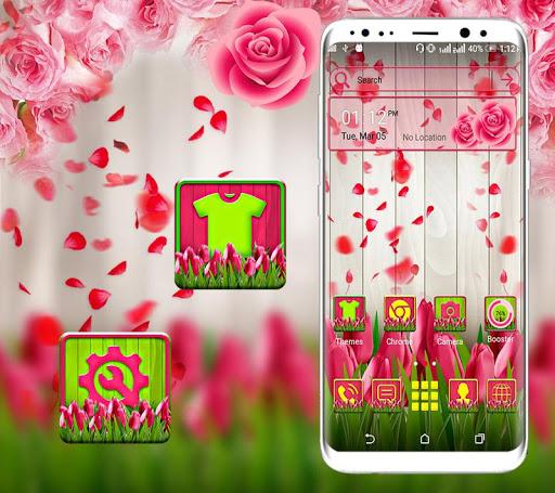 Pink Tulip Rose Launcher Theme - عکس برنامه موبایلی اندروید