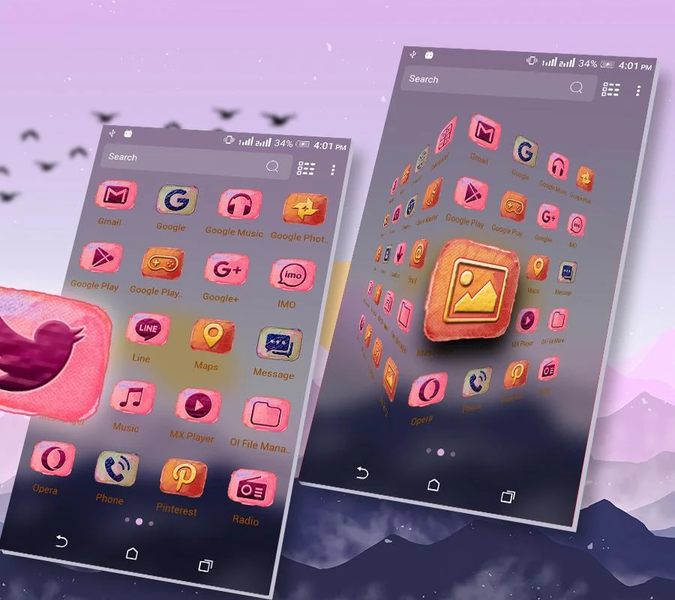 Sunset Art Launcher Theme - Image screenshot of android app