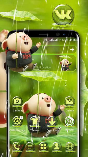 Cute Pig Rainy Launcher Theme - Image screenshot of android app