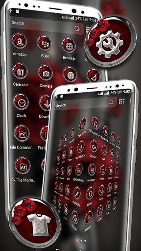 Dark Red Flower Launcher Theme - Image screenshot of android app