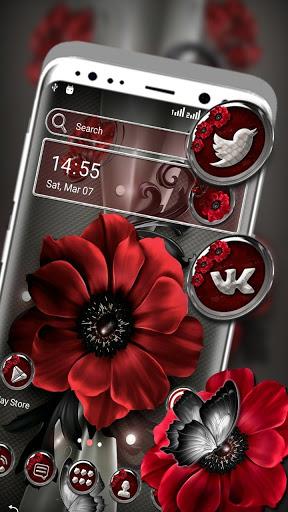 Dark Red Flower Launcher Theme - Image screenshot of android app