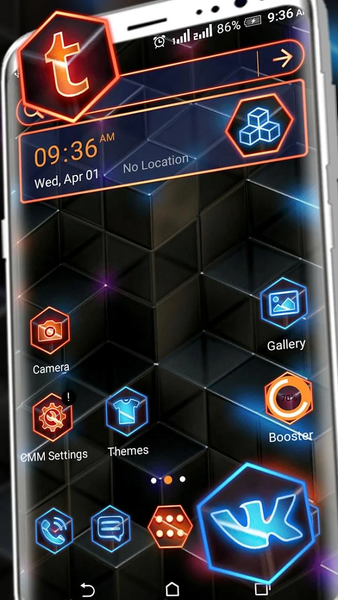 3D Neon Hexa Launcher Theme - Image screenshot of android app