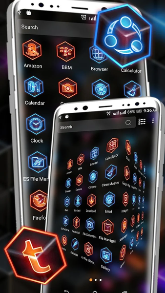 3D Neon Hexa Launcher Theme - Image screenshot of android app