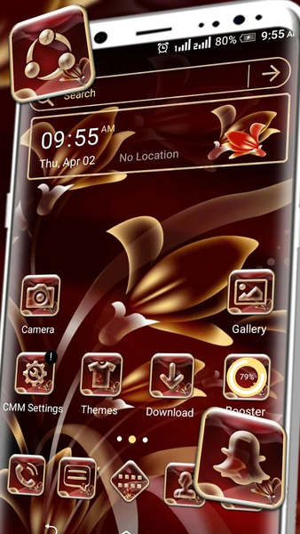 Red Floral Launcher Theme - Image screenshot of android app