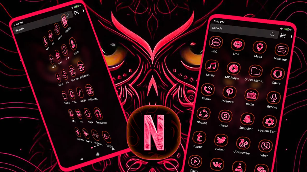 Owl Pink Dark Theme - عکس برنامه موبایلی اندروید