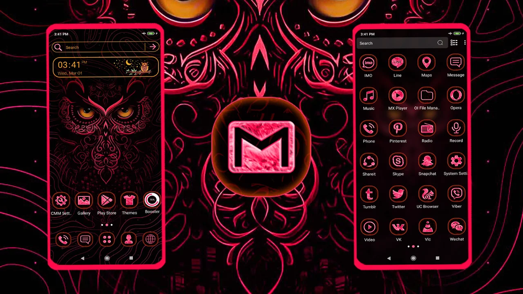 Owl Pink Dark Theme - Image screenshot of android app