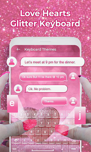 Glitter Heart & Love Keyboard Theme - عکس برنامه موبایلی اندروید