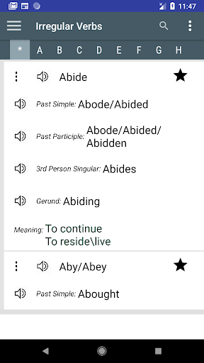 English irregular Verbs - flashcards - Image screenshot of android app