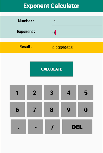 Exponent Calculator - Image screenshot of android app