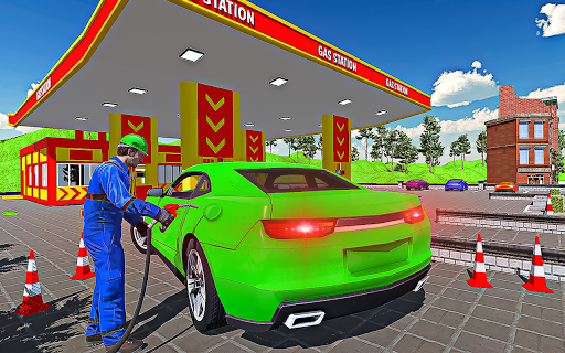 New Gas Station Car Driving Sim: Car Parking Games - Gameplay image of android game