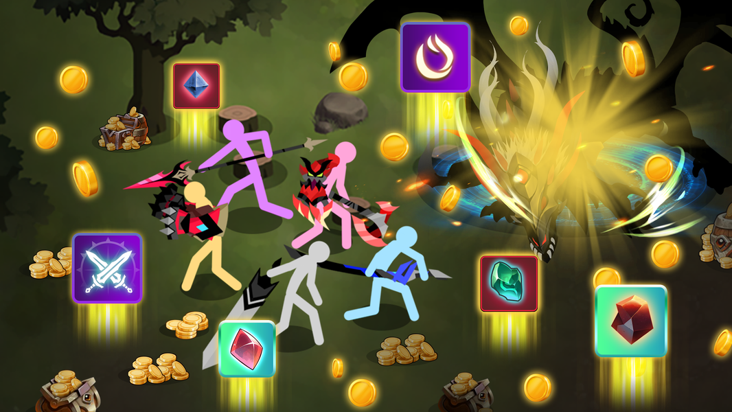 Stickman Dungeon: Idle RPG War - Gameplay image of android game