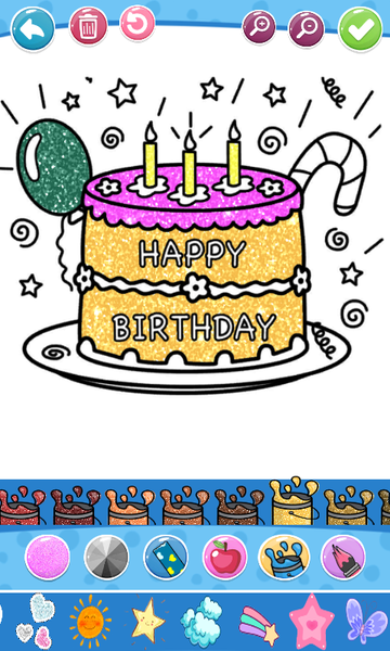 Glitter Birthday Cake Coloring - Image screenshot of android app