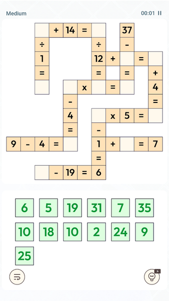 Crossmath - Puzzle Number - Gameplay image of android game