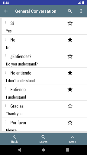 Common Spanish phrases - Image screenshot of android app