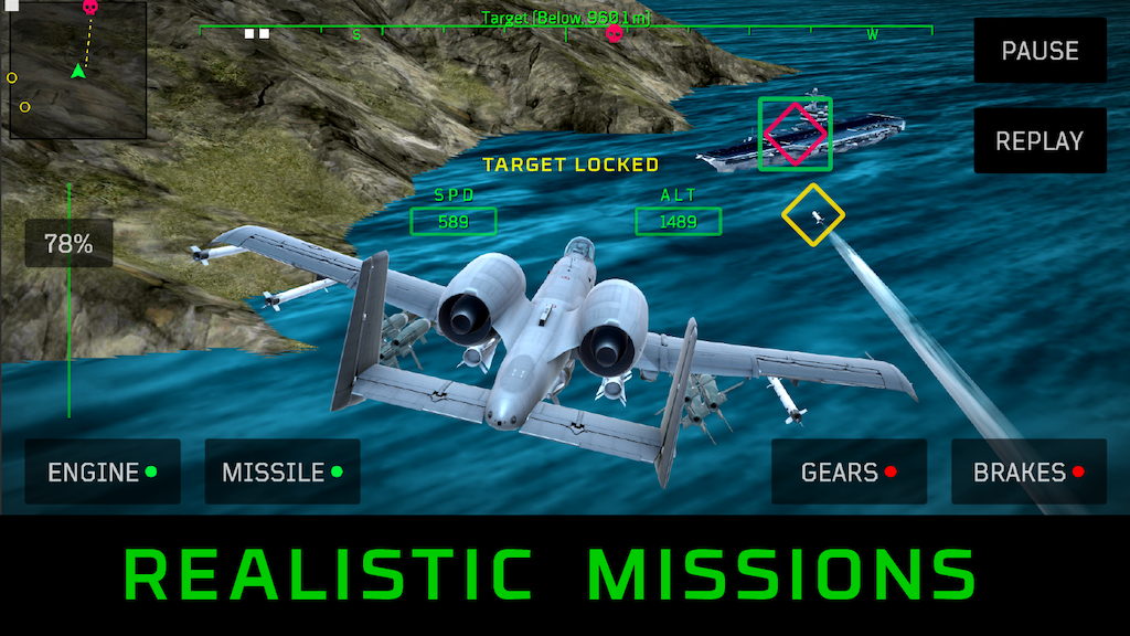 Flight Sim: A-10 Warthog Bombe - Gameplay image of android game
