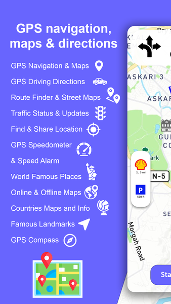 GPS navigation, maps & route - عکس برنامه موبایلی اندروید