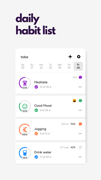 Habit Tracker - Tobe - عکس برنامه موبایلی اندروید