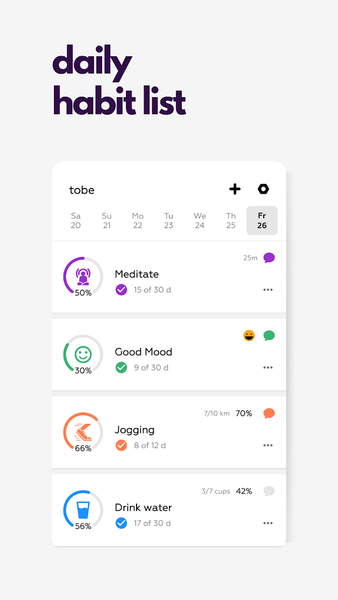 Tobe Habit Tracker - Image screenshot of android app