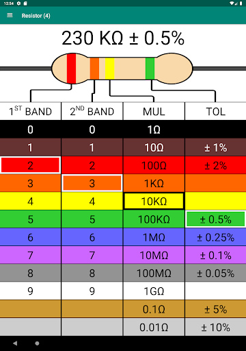 Resistor Color Code Calculator - Image screenshot of android app