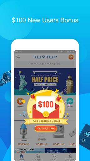 TOMTOP - Get $100 New User Coupon Bonus! - Image screenshot of android app