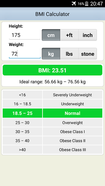 BMI Calculator - Image screenshot of android app