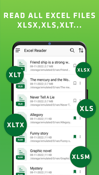 XLSX viewer: read XLS - عکس برنامه موبایلی اندروید