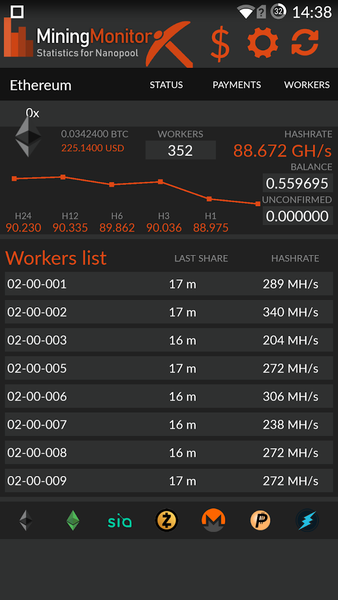 Mining Monitor 4 Nanopool - Image screenshot of android app