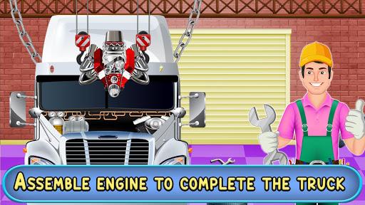 Build trailer truck in factory: mechanic garage - Image screenshot of android app