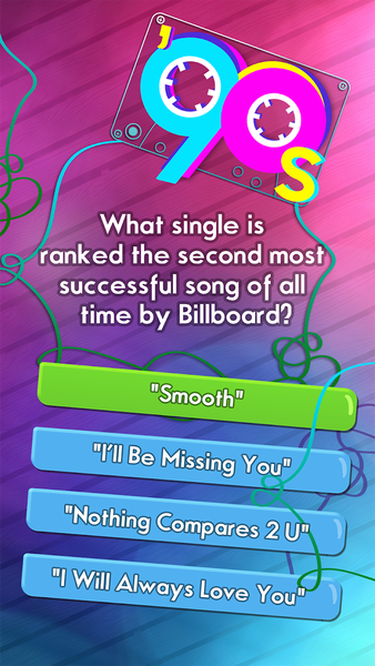 90s Music Trivia Quiz Game - Gameplay image of android game
