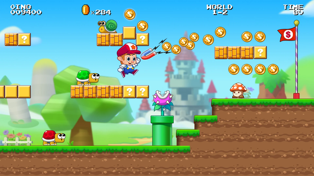 Super Gino Bros - Jump & Run - Gameplay image of android game