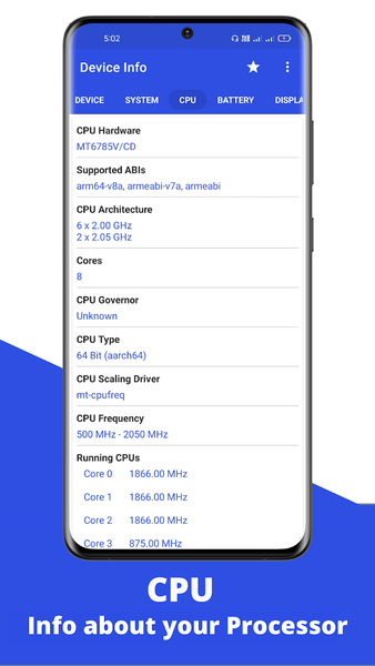 Device Info: Check System, CPU - عکس برنامه موبایلی اندروید