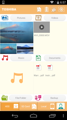 Toshiba Wireless HDD - عکس برنامه موبایلی اندروید