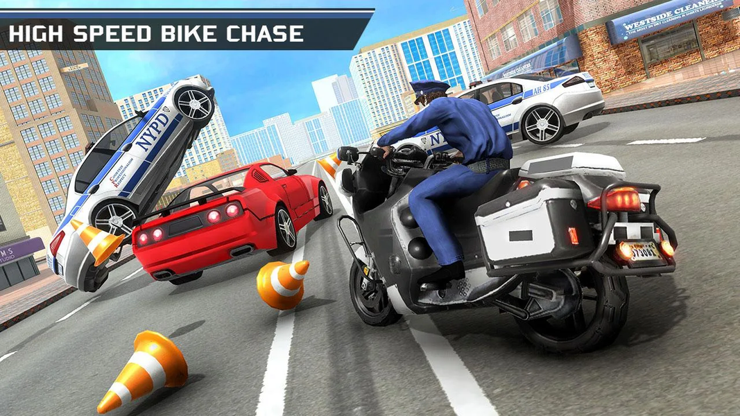 US Police Gangster Bike Game - Gameplay image of android game