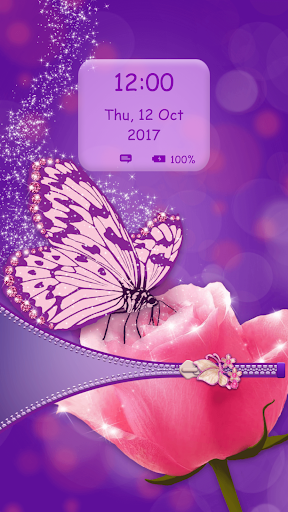 Diamond Butterfly Zipper Screen Lock - عکس برنامه موبایلی اندروید