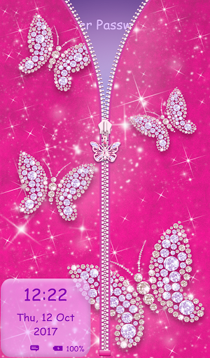 Diamond Butterfly Zipper Screen Lock - عکس برنامه موبایلی اندروید