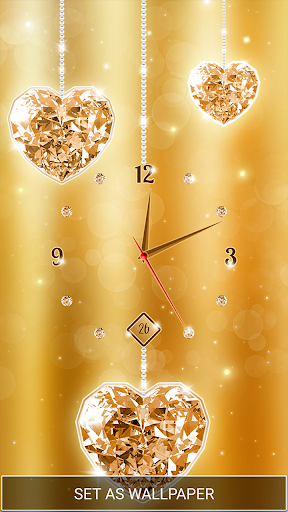 Gold Diamond Moving Clock Wallpaper - Image screenshot of android app