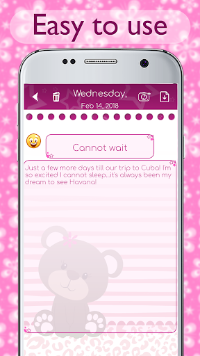Pink Diary with Lock Password - عکس برنامه موبایلی اندروید