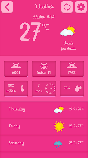 Pink Weather Widget - Image screenshot of android app