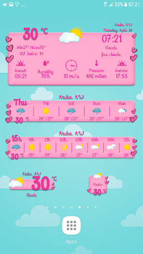 Pink Weather Widget - عکس برنامه موبایلی اندروید