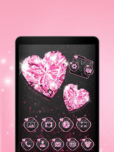 Pink Heart Diamond Theme - Image screenshot of android app