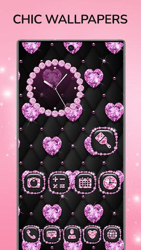 Pink Heart Diamond Theme - عکس برنامه موبایلی اندروید