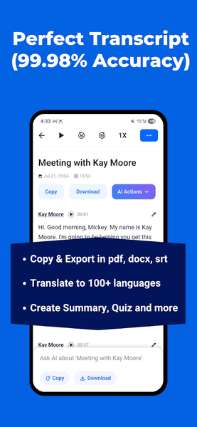 Transcribe Audio To Text - عکس برنامه موبایلی اندروید