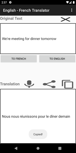 English - French Translator - Image screenshot of android app