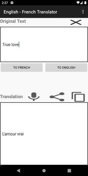 English - French Translator - Image screenshot of android app